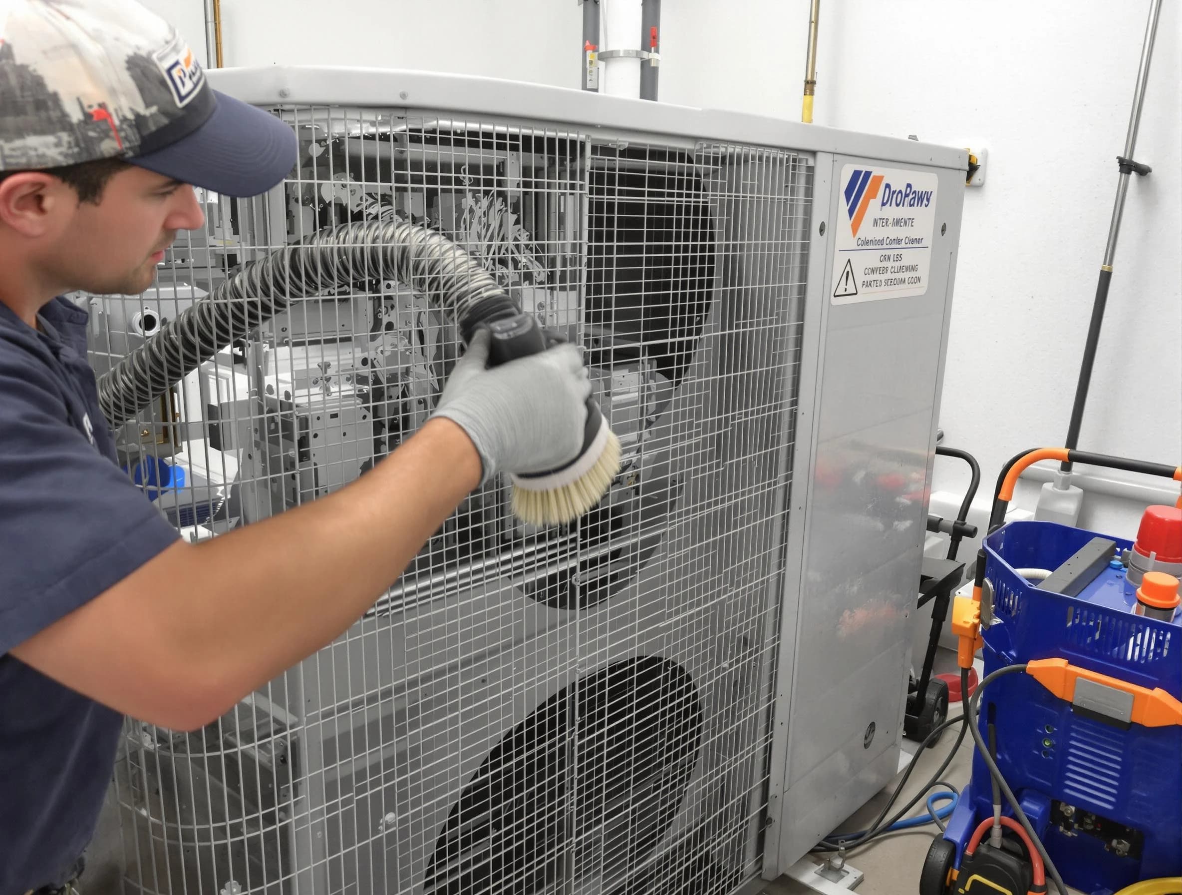 Newton Air Duct Cleaning specialist performing precision AC coil cleaning for improved system performance in Newton