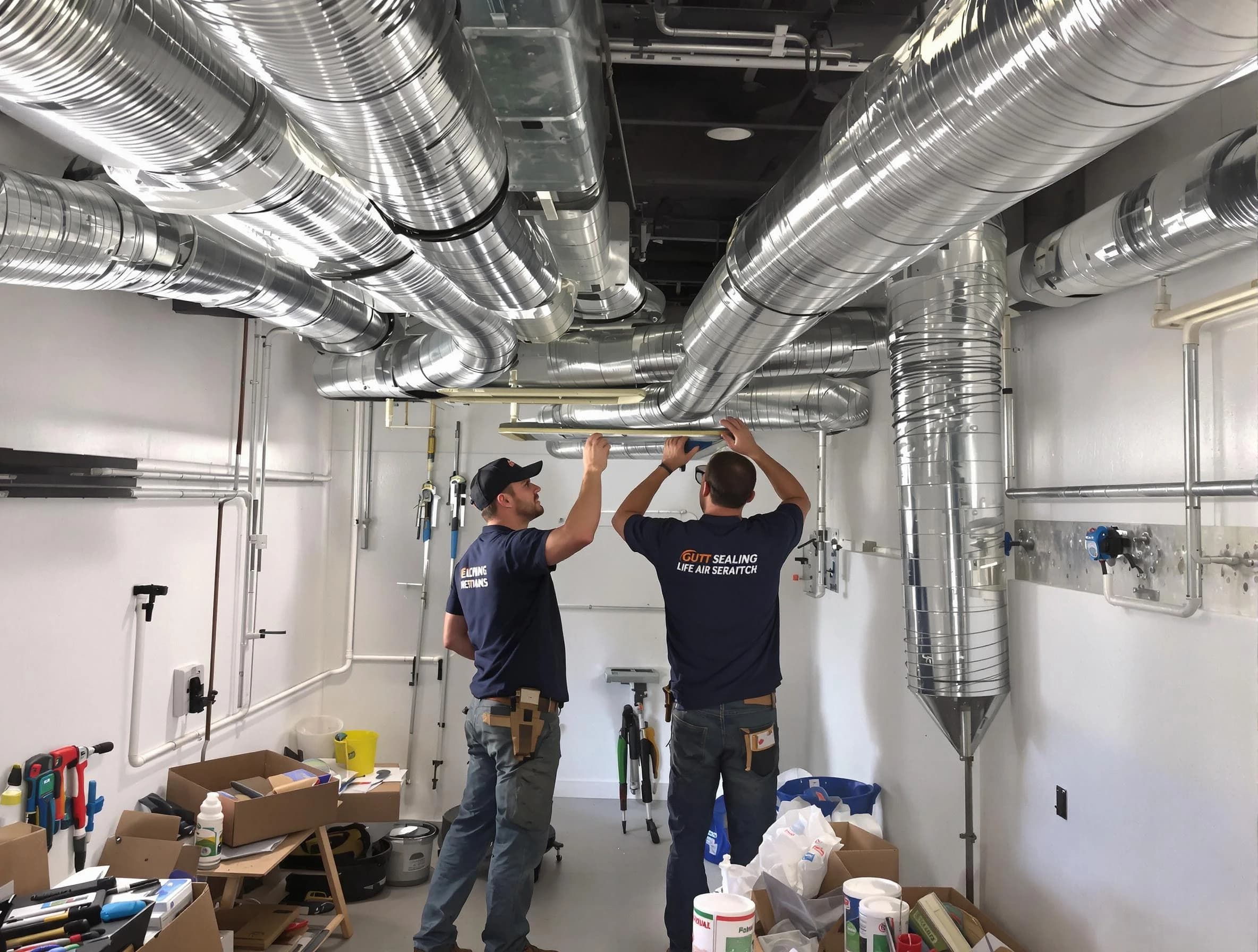 Newton Air Duct Cleaning technician applying professional duct sealing solutions in Newton