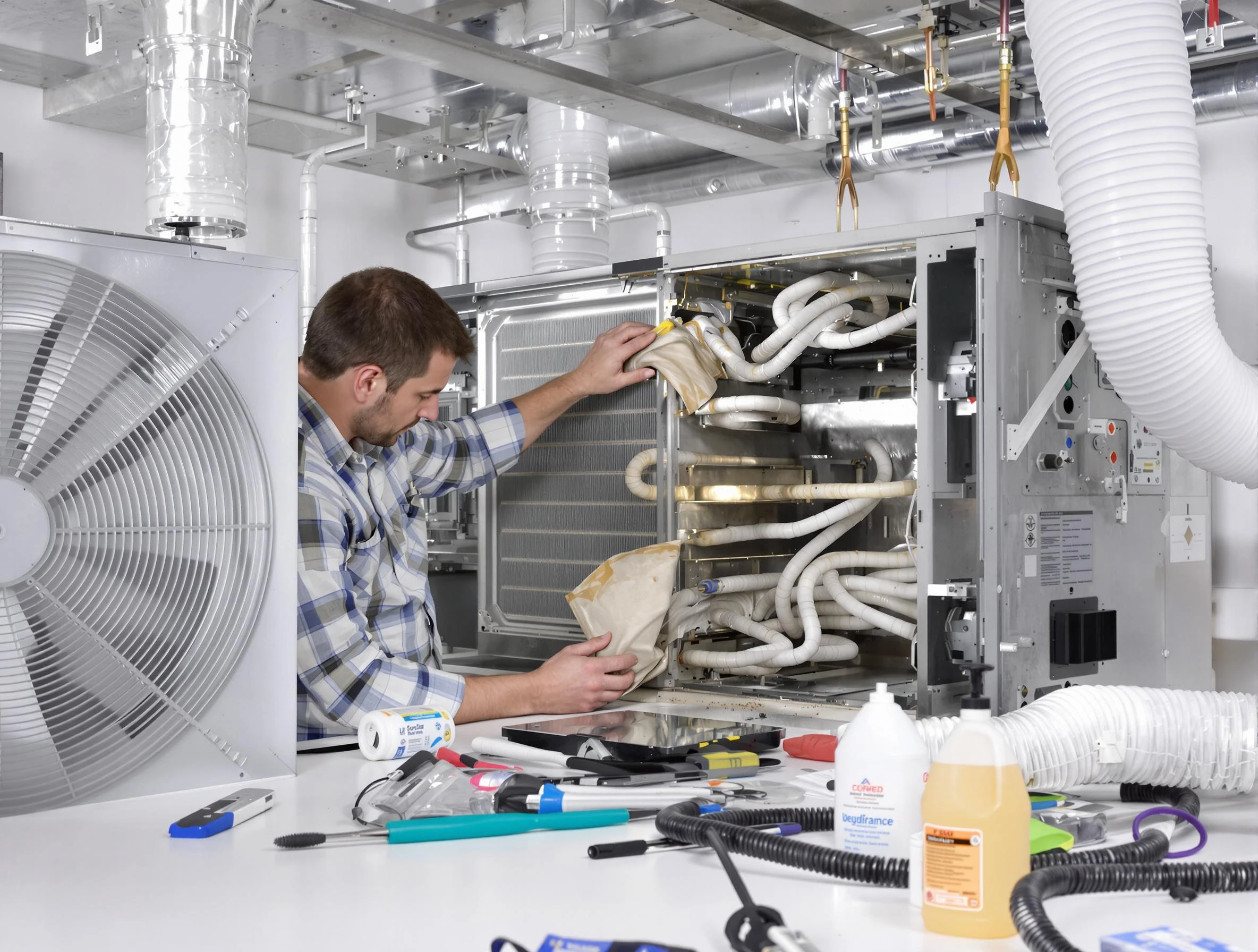 Newton Air Duct Cleaning specialist performing precision AC coil cleaning in Newton