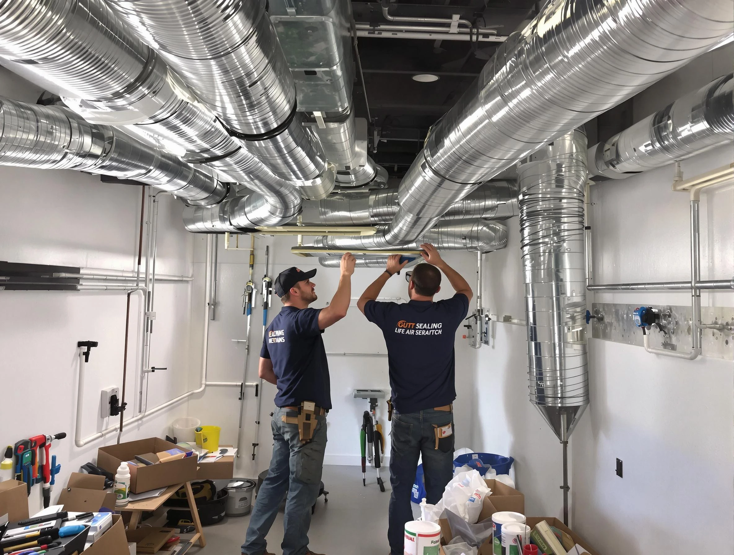 Newton Air Duct Cleaning technician applying professional duct sealing solutions in Newton