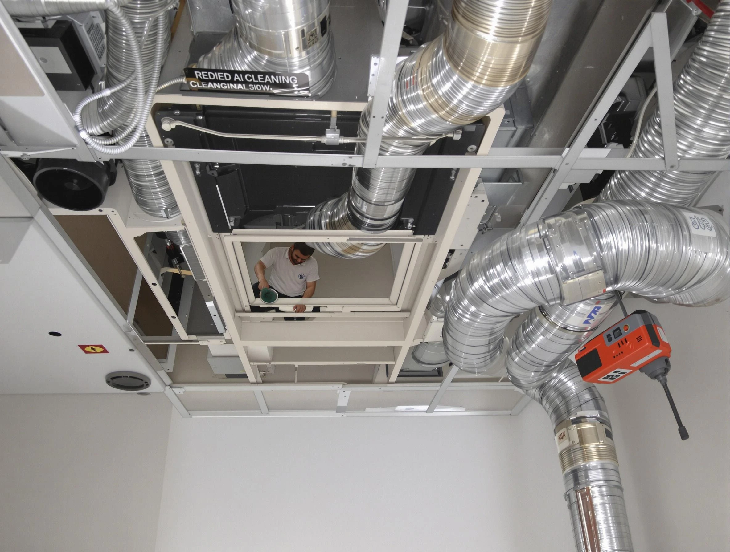 Newton Air Duct Cleaning technician performing detailed central duct system cleaning in Newton