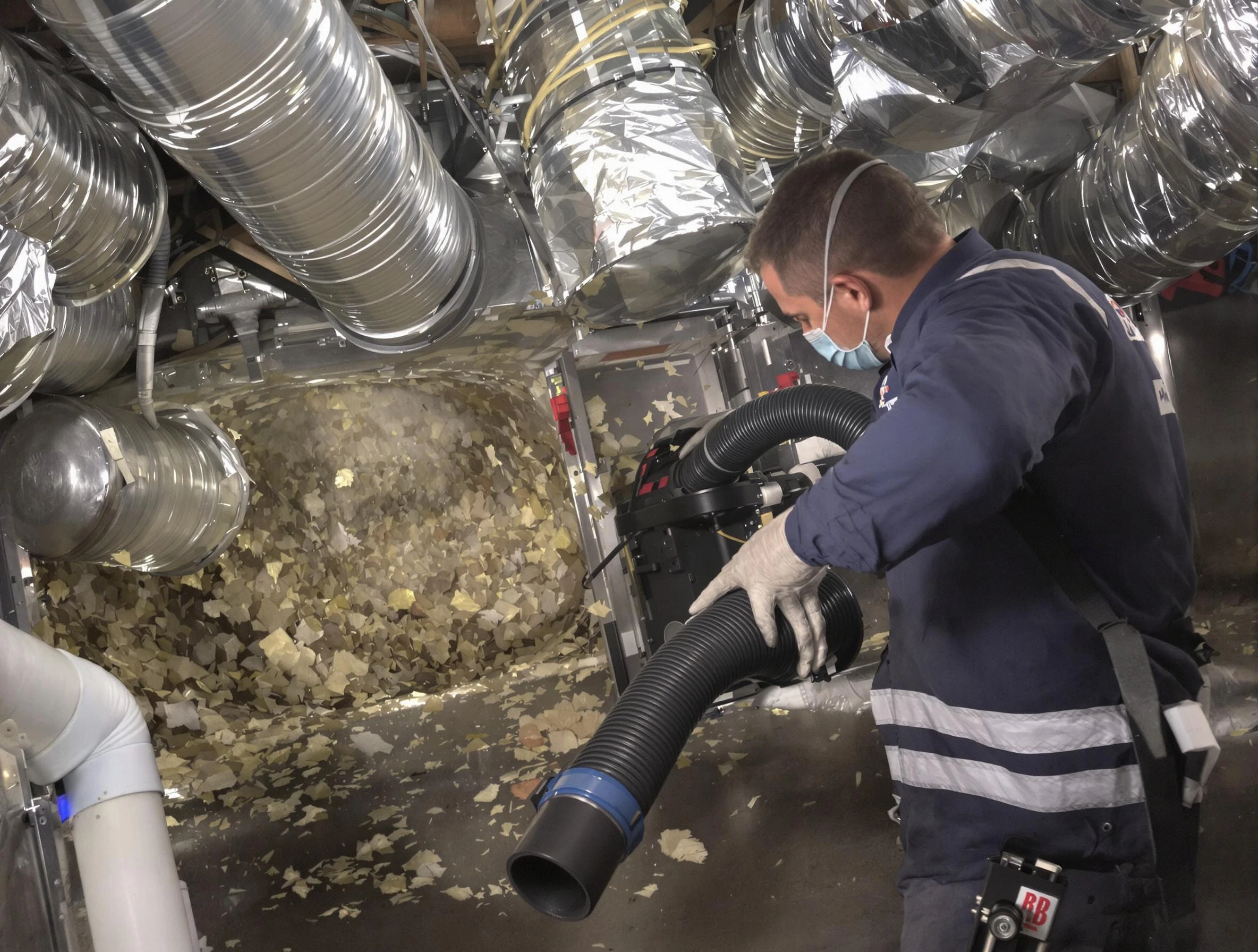 Newton Air Duct Cleaning specialist operating negative pressure cleaning equipment for thorough duct maintenance in Newton